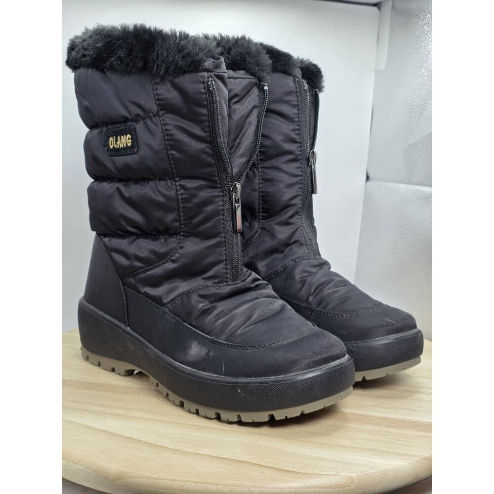 OLANG Size 7 Women's Winter Ski Snow Boots Insulated Black Faux-Fur Lining GRIP - Picture 5 of 11